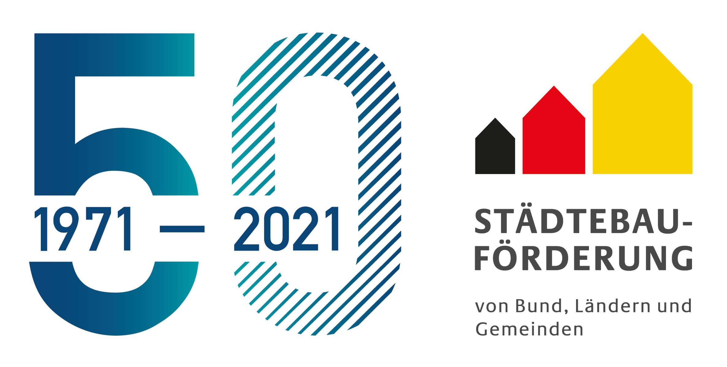 Die Förderprogramme der Städtebauförderung sollten noch stärker auf die sozial-ökologische Transformation ausgerichtet werden. Zu sehen: offizielles Logo für 50 Jahre Städtebauförderung © Bundesministerium des Innern, für Bau und Heimat, 2021